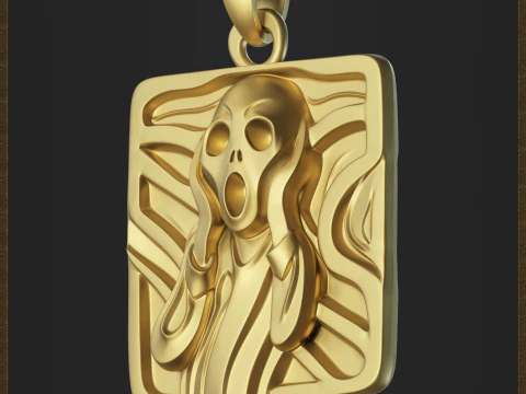 Abstract Scream Pendant 3D Print Model