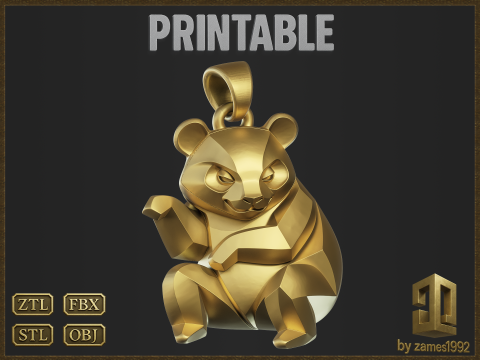 Stylized Panda Jewelry Pendant Modelo de impresión 3D