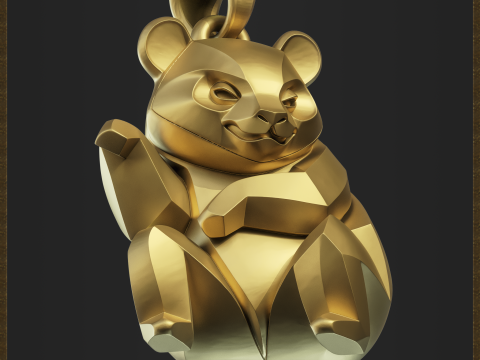 Stylized Panda Jewelry Pendant Modelo de impresión 3D