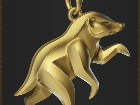 Honey Badger Minimalist Pendant 3D Print Model