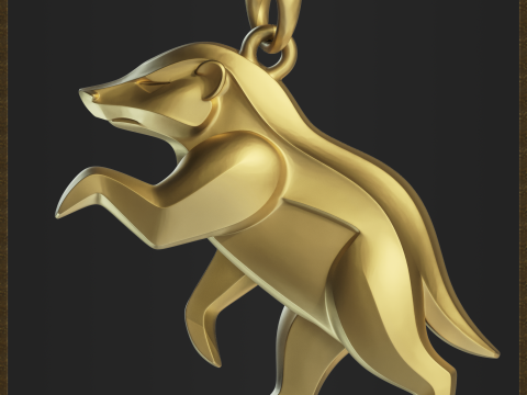 Honey Badger Minimalist Pendant Modèles 3D en vedette