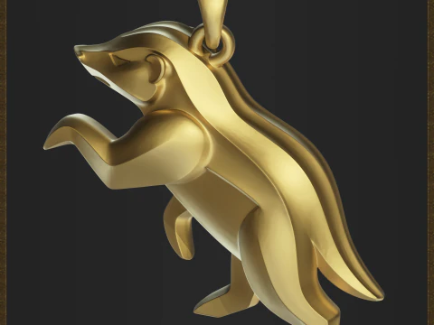 Honey Badger Minimalist Pendant 3D Print Model