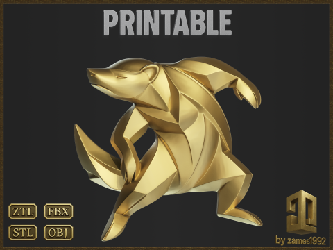 Modern Honey Badger Geometric Figure 3D Принт Модель