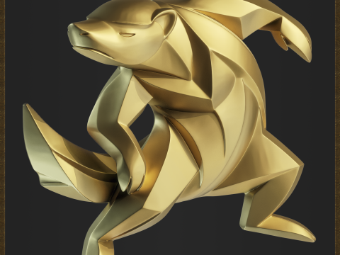 Modern Honey Badger Geometric Figure 3D प्रिंट मॉडल