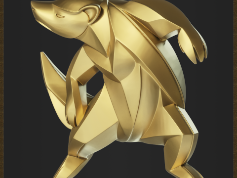 Modern Honey Badger Geometric Figure 3D प्रिंट मॉडल