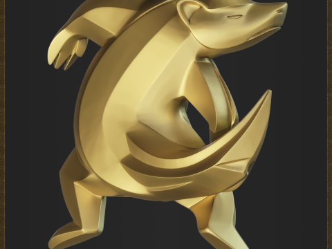 Modern Honey Badger Geometric Figure 3D प्रिंट मॉडल
