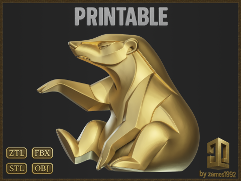 Geometric Honey Badger Figure 3D Print Model