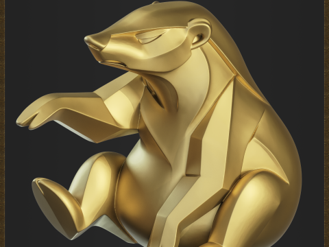Geometric Honey Badger Figure 3D Baskı Modeli