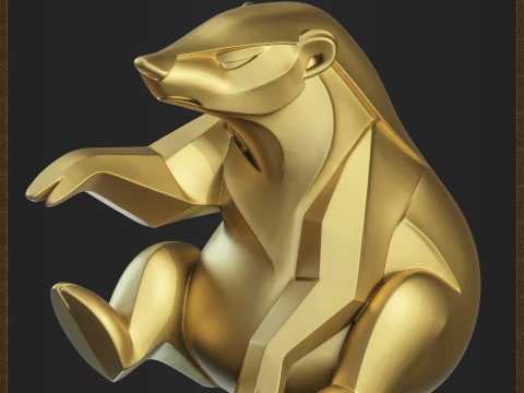 Geometric Honey Badger Figure 3D Print Model