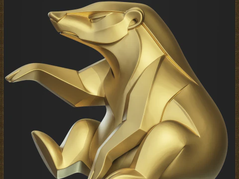 Geometric Honey Badger Figure 3D Print Model