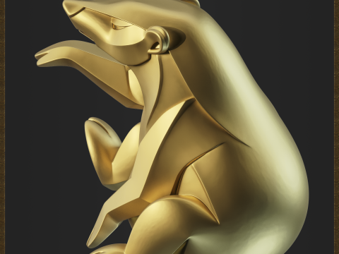 Geometric Honey Badger Figure 3D Baskı Modeli
