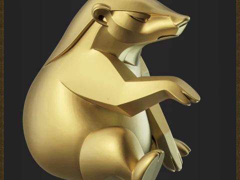 Geometric Honey Badger Figure 3D Print Model