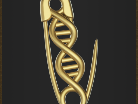 Safety Pin DNA Pendant 3D Print Model
