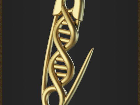 Safety Pin DNA Pendant 3D Print Model
