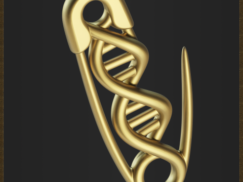 Safety Pin DNA Pendant 3D Print Model