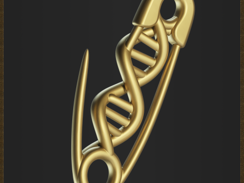 Safety Pin DNA Pendant 3D Print Model