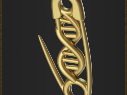 Safety Pin DNA Pendant 3D Print Model