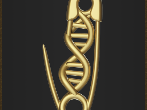 Safety Pin DNA Pendant 3D Print Model