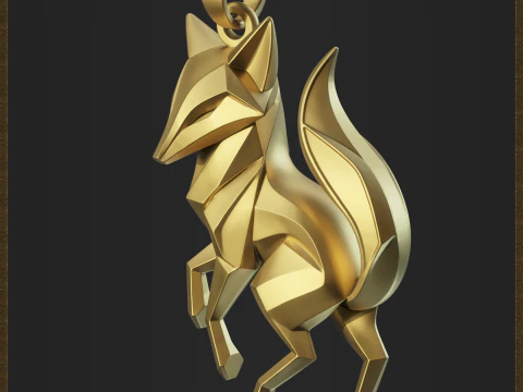 Geometric Fox Jewelry 3D Print Model