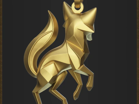 Geometric Fox Jewelry 3D Print Model