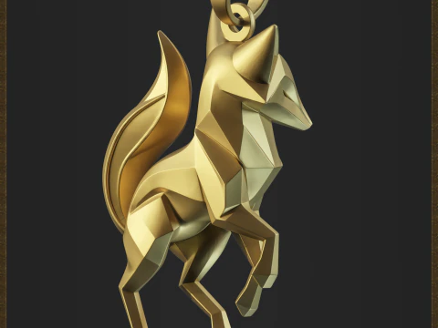 Geometric Fox Jewelry 3D Print Model