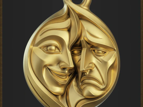 Theater Comedy and Tragedy Jewelry 3D Print Model