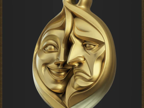 Theater Comedy and Tragedy Jewelry 3D Print Model