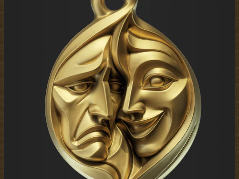 Theater Comedy and Tragedy Jewelry 3D Print Model