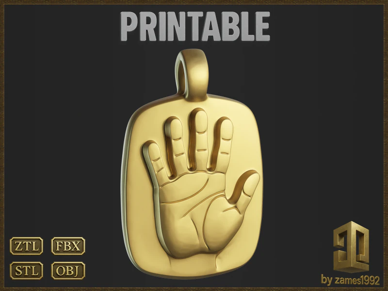 Hand Pendant 3D Print Model .c4d .max .obj .3ds .fbx .stl .blend