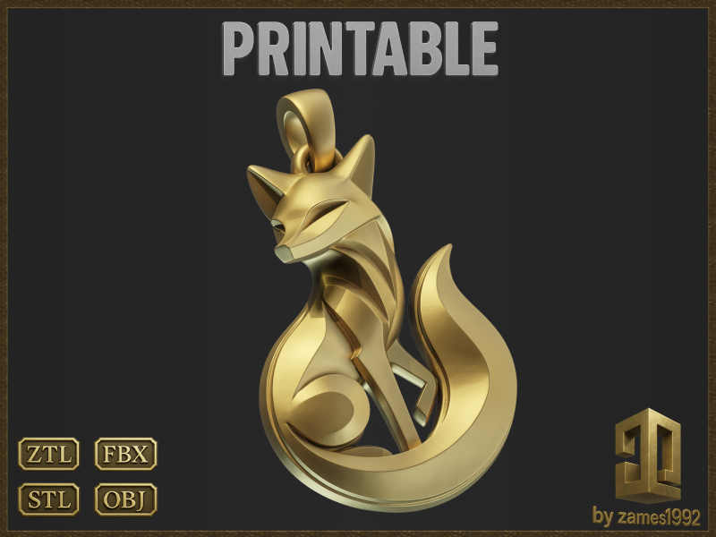 Elegant Fox Jewelry 3D Принт Модель .c4d .max .obj .3ds .fbx .stl .blend