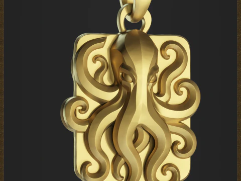 Fantasy Octopus Pendant 3D Print Model