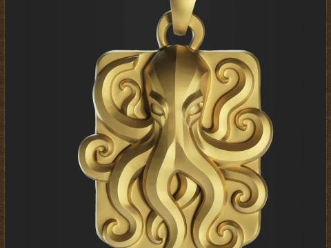 Fantasy Octopus Pendant 3D Print Model
