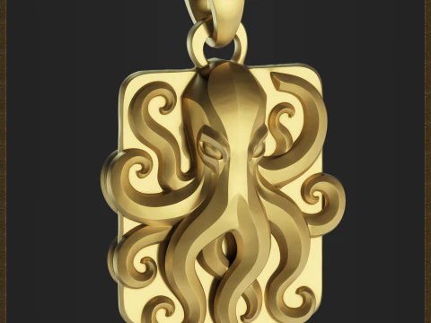 Fantasy Octopus Pendant 3D Print Model