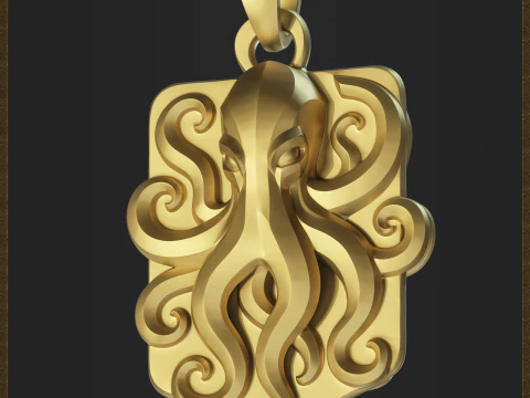 Fantasy Octopus Pendant 3D Print Model