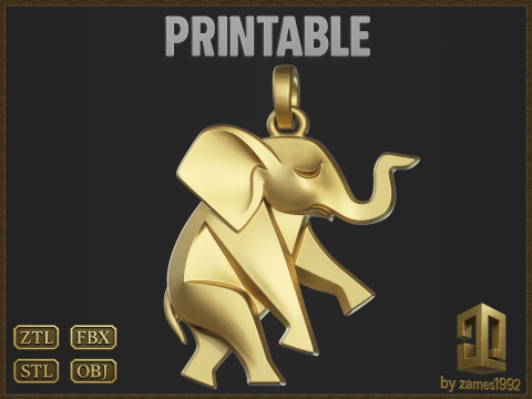 Cute Elephant Pendant 3D प्रिंट मॉडल