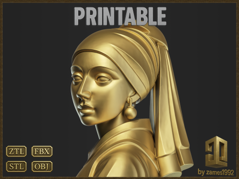 Girl with a Pearl Earring Sculpture Modelo de impresión 3D
