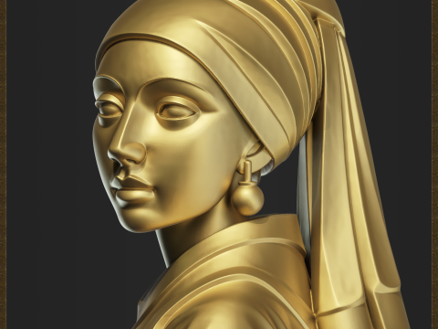 Girl with a Pearl Earring Sculpture Modèles 3D en vedette