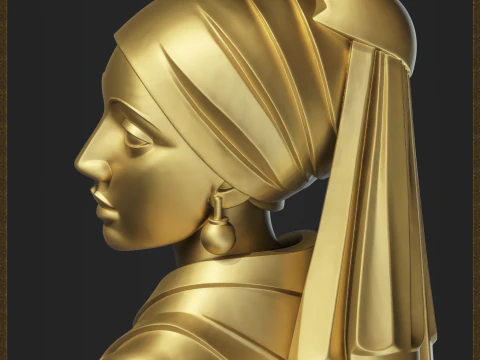 Scultura Ragazza con orecchino di perla Modello di stampa 3D