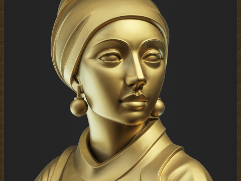 Girl with a Pearl Earring Sculpture Modèles 3D en vedette