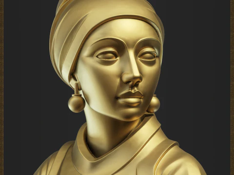 Scultura Ragazza con orecchino di perla Modello di stampa 3D