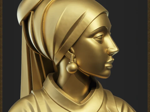 Scultura Ragazza con orecchino di perla Modello di stampa 3D