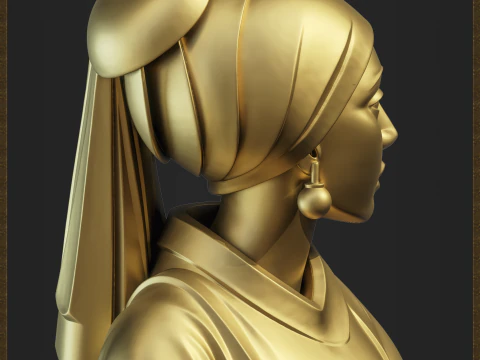 Scultura Ragazza con orecchino di perla Modello di stampa 3D