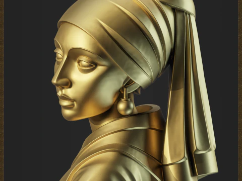 Scultura Ragazza con orecchino di perla Modello di stampa 3D