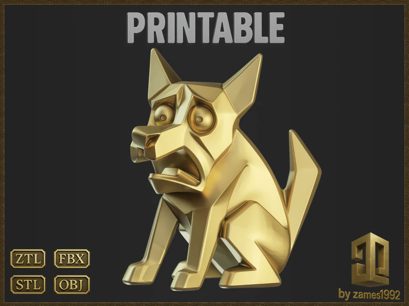 Dog Geometric Canine Charm 3D Print Model .c4d .max .obj .3ds .fbx .stl .blend 