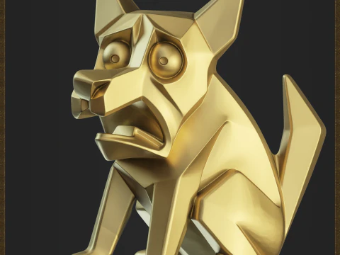 Dog Geometric Canine Charm 3D Print Model