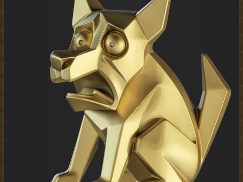 Dog Geometric Canine Charm 3D Print Model