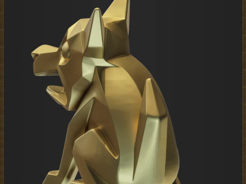 Dog Geometric Canine Charm 3D Print Model