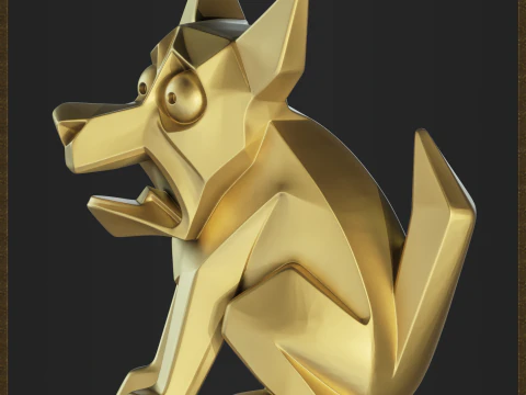 Dog Geometric Canine Charm 3D Print Model