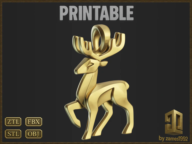 Ciondolo cervo minimalista Modello di stampa 3D .c4d .max .obj .3ds .fbx .stl .blend 