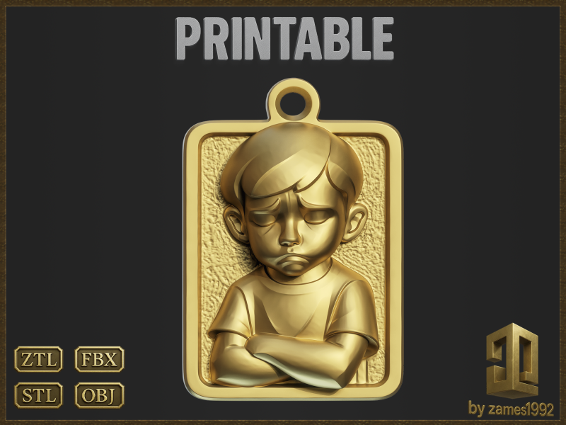Sad Child Pendant Modelo de impresión 3D .c4d .max .obj .3ds .fbx .stl .blend